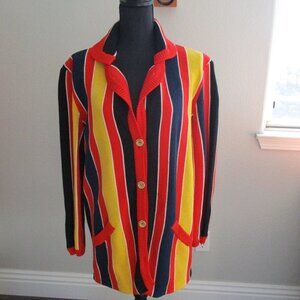 Vintage YSL Saint Laurent Rive Gauche Cardigan Stripe Sz 44 Large Made in France